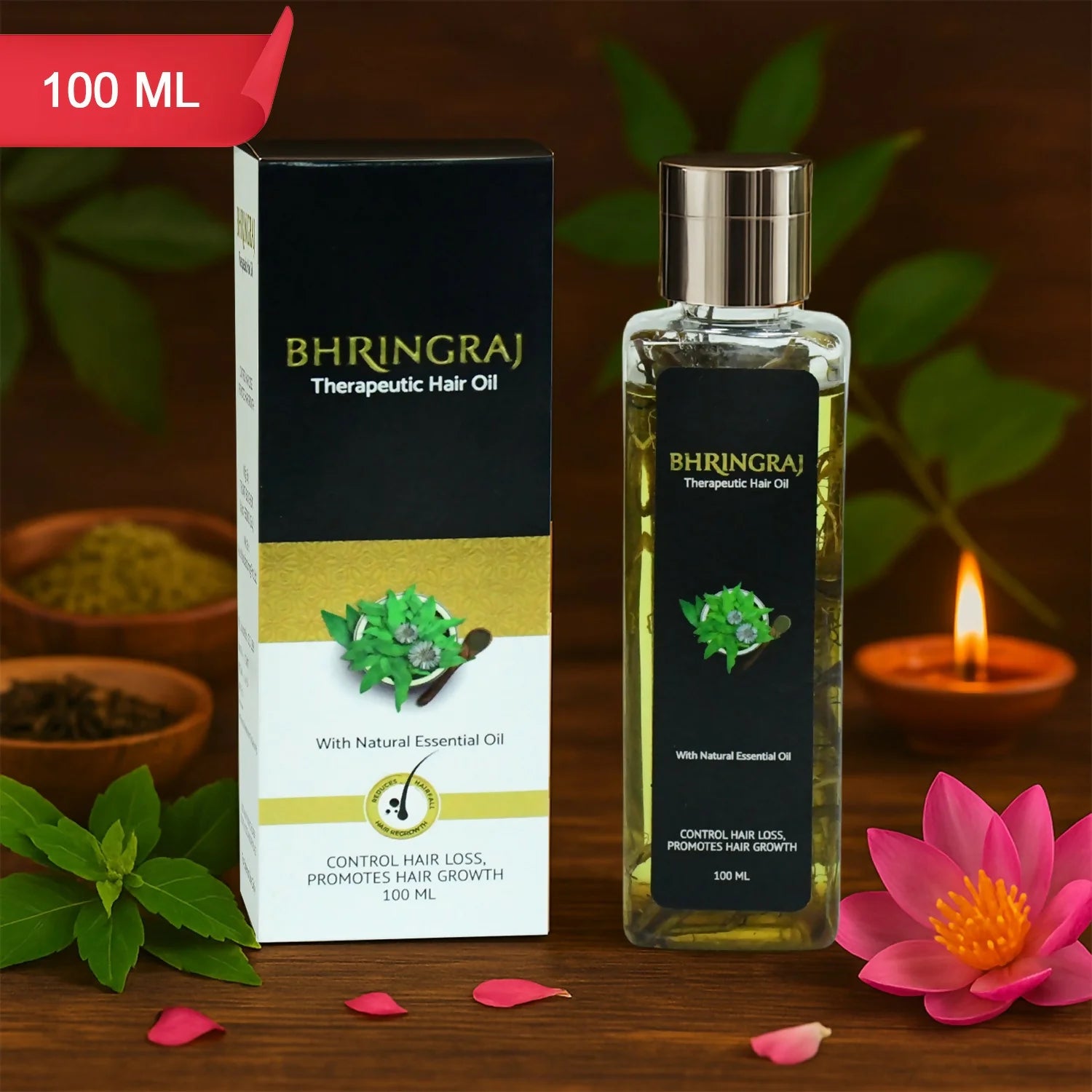 Eyelet Bhringraj Therapeutic Hair Oil with Natural Essential Oil (100 ml)